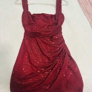 Lucy in the Sky Sparkling Burgundy Mini Dress